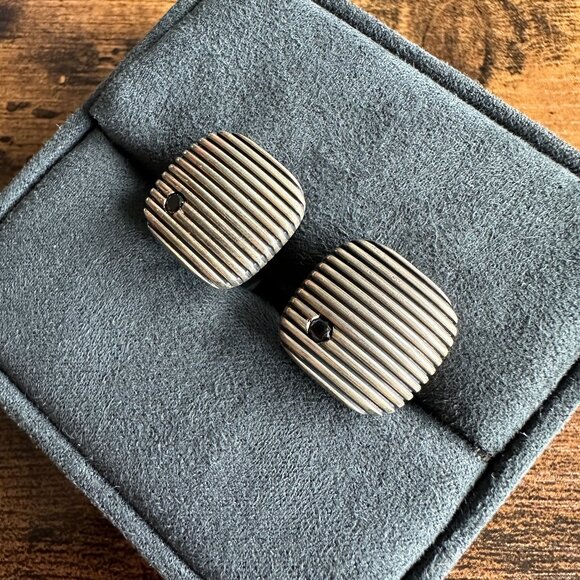 David Yurman Royal Cord Cufflinks w/ Black Diamonds - Picture 6 of 15